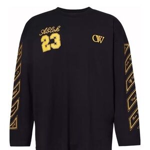 Off-White Black and Gold Long Sleeve Tee WIDE SHOULDERS (OVERSIZED)